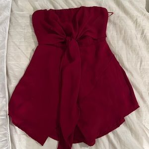 Strapless red romper with cut little bow in front!